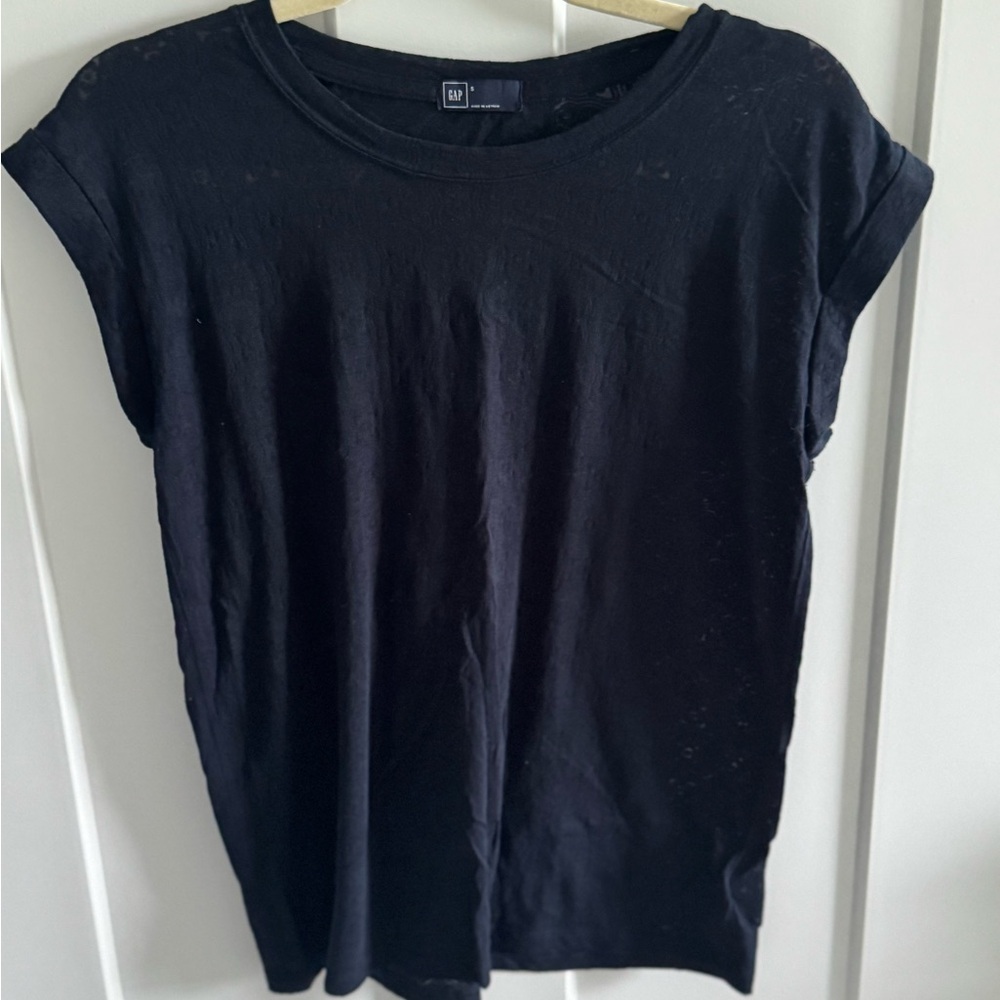 GAP Blue Cuffed Sleeve Cap Tee